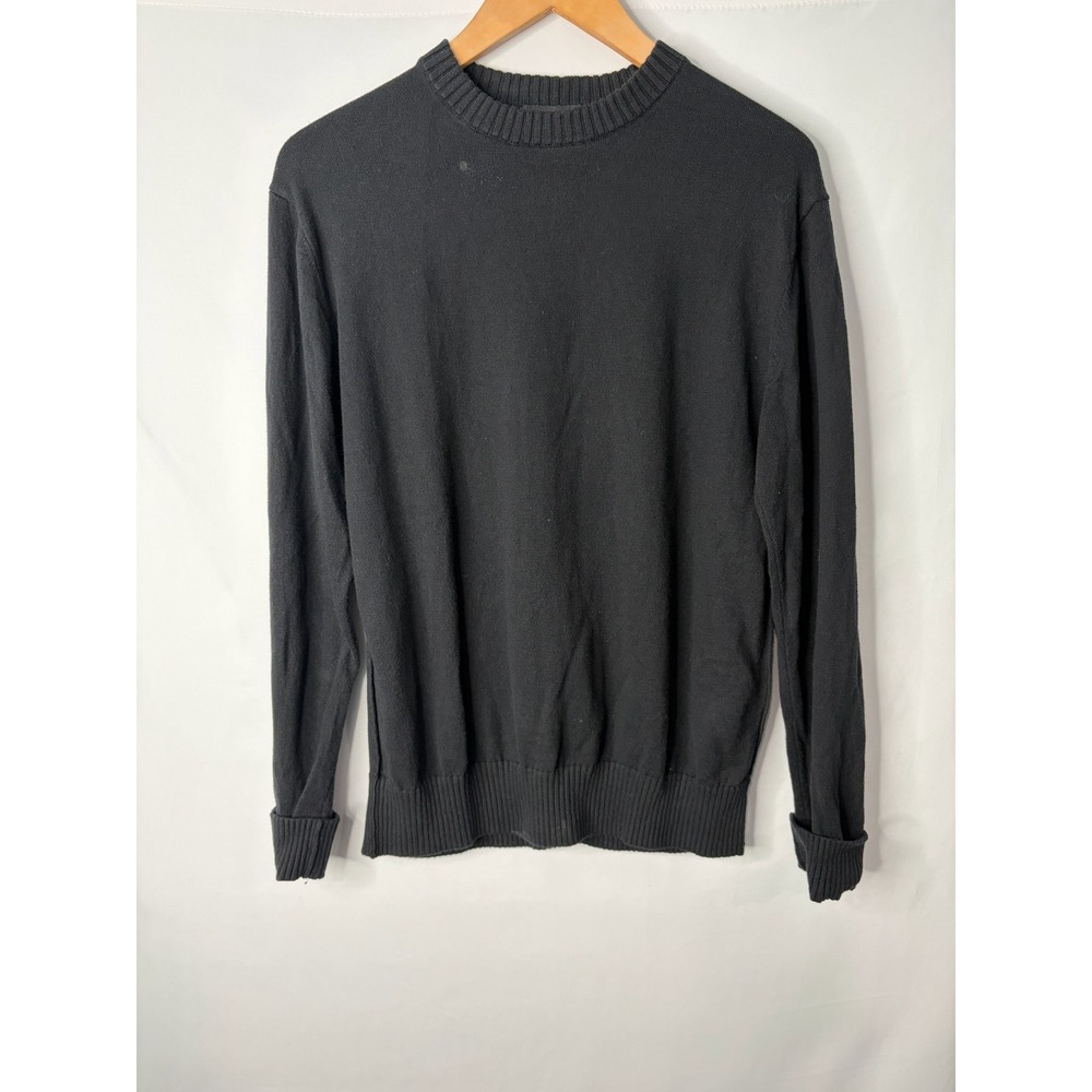 Vuori Fluent Sweater Mens M Black Organic Cotton Cashmere Blend Crew Minimalist